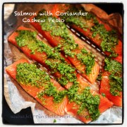 Salmon with Coriander Cashew Pesto